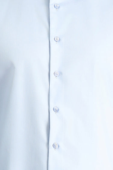 Uçuk Mavi Uzun Kol Slim Fit Dar Kesim Non Iron Saten Klasik Pamuklu Gömlek