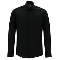 Black Long Sleeve Slim Fit Classic Non-Iron Satin Cotton Shirt