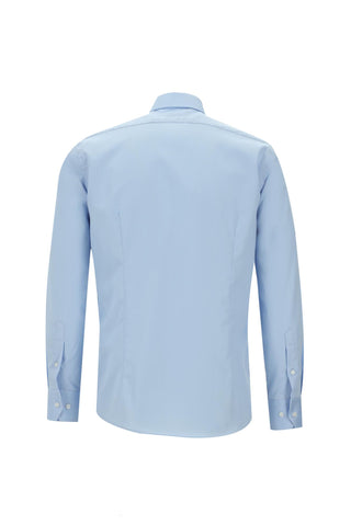Uçuk Mavi Uzun Kol Slim Fit Dar Kesim Klasik Non Iron Saten Pamuklu Gömlek