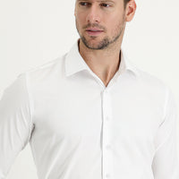 Beyaz Uzun Kol Slim Fit Dar Kesim Klasik Non Iron Saten Pamuklu Gömlek
