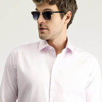 Toz Pembe Uzun Kol Slim Fit Dar Kesim Non Iron Saten Klasik Pamuklu Gömlek