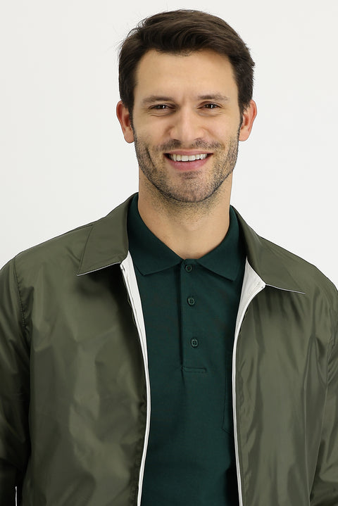 Medium Khaki Slim Fit Narrow Cut Seasonal Reversible Jacket