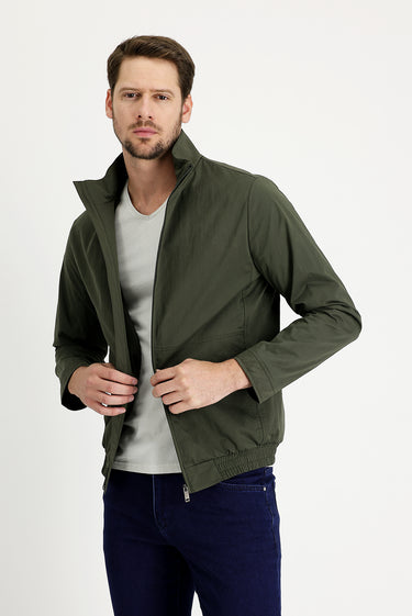 Orta Haki Slim Fit Dar Kesim Mevsimlik Spor Mont