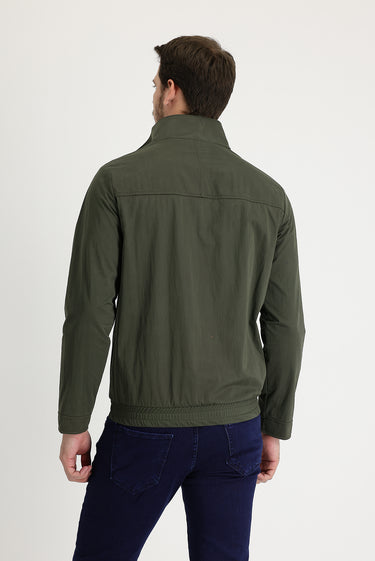 Orta Haki Slim Fit Dar Kesim Mevsimlik Spor Mont