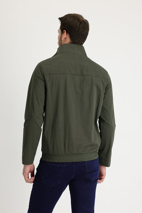 Medium Khaki Slim Fit Narrow Cut Seasonal Sport Jacket