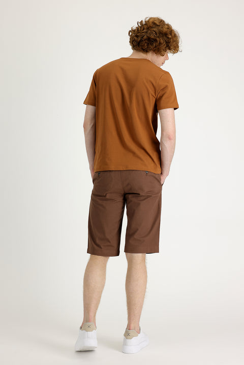 Tarçın Slim Fit Dar Kesim Pamuklu Bermuda Şort