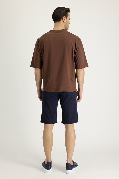 Koyu Lacivert Regular Fit Standart Kesim Bermuda Şort