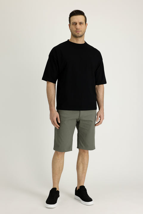 Medium Khaki Regular Fit Standard Cut Bermuda Shorts