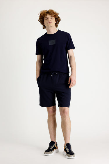 Orta Lacivert Pamuklu Sweat Şort
