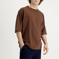Tan Crew Neck Oversize Supreme Cotton T-Shirt