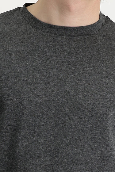 Koyu Antrasit Bisiklet Yaka Oversize Süprem Tişört