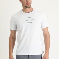 Beyaz Bisiklet Yaka Regular Fit Baskılı Pamuklu Tişört