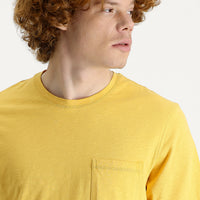Dark Yellow Crew Neck Slim Fit Printed Cotton T-Shirt