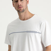 Beyaz Bisiklet Yaka Slim Fit Tişört