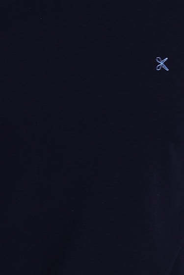 Siyah Lacivert V Yaka Slim Fit Dar Kesim Nakışlı Tişört