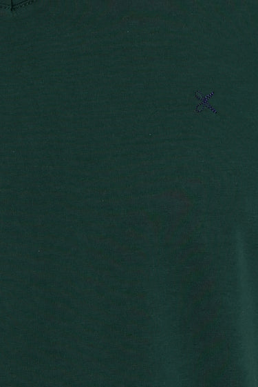 Koyu Yeşil V Yaka Slim Fit Dar Kesim Pamuklu Tişört