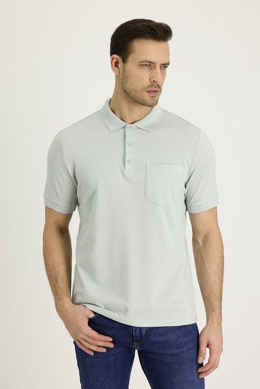 Taş Polo Yaka Regular Fit Nakışlı Pamuk Tişört