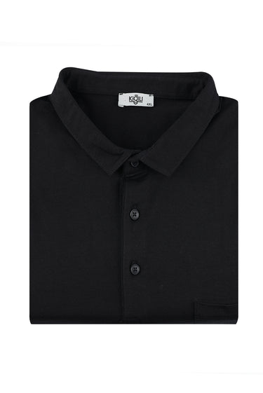 Siyah Büyük Beden Polo Yaka Pamuklu Süprem Tişört