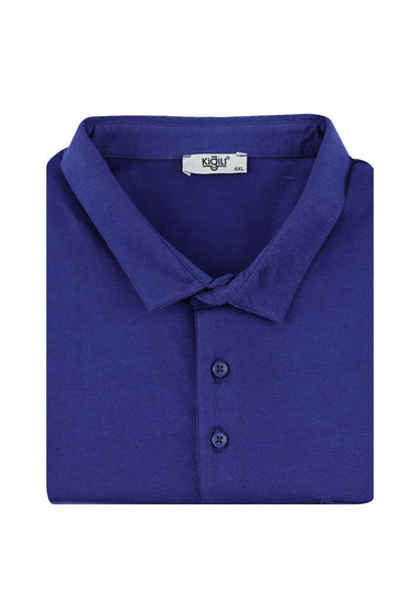 Orta Lacivert Büyük Beden Polo Yaka Pamuklu Süprem Tişört