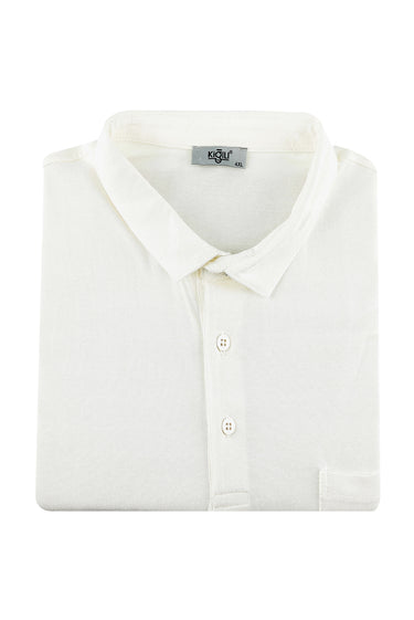 Ekru Büyük Beden Polo Yaka Pamuklu Süprem Tişört