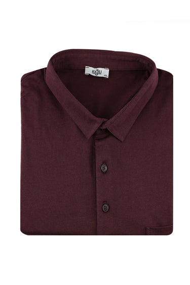 Koyu Bordo Büyük Beden Polo Yaka Pamuklu Süprem Tişört