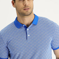 Mavi Polo Yaka Slim Fit Dar Kesim Desenli Tişört