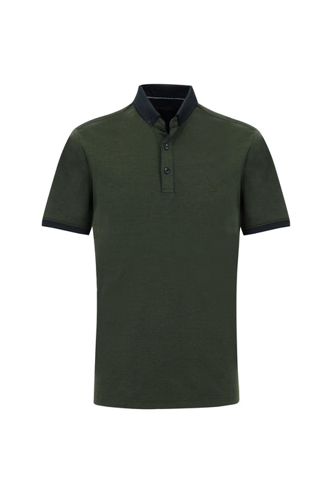 Orta Haki Polo Yaka Regular Fit Tişört