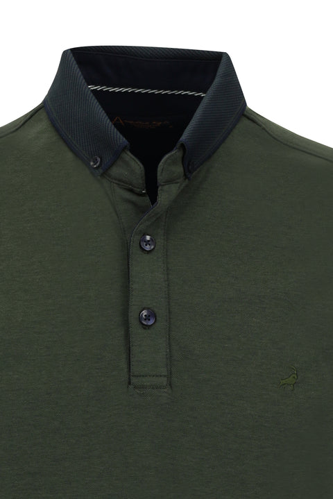 Orta Haki Polo Yaka Regular Fit Tişört