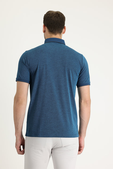 Petrol Green Polo Collar Regular Fit T-shirt