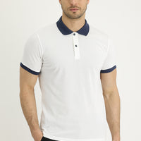 Ekru Polo Yaka Slim Fit Dar Kesim Desenli Pamuk Tişört