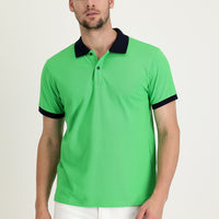 Çağla Yeşili Polo Yaka Slim Fit Dar Kesim Desenli Pamuk Tişört