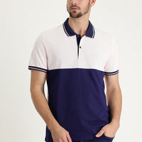 Pink Polo Neck Slim Fit Patterned Cotton T-Shirt