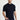 Orta Lacivert Polo Yaka Slim Fit Dar Kesim Keten Pamuklu Tişört