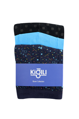 Çok Renkli 3'lü Desenli Süprem Boxer Seti