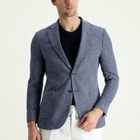 Orta Lacivert Slim Fit Dar Kesim Desenli Spor Ceket