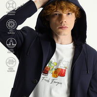 Koyu Lacivert Techno-Line Slim Fit Dar Kesim Kapüşonlu Örme Spor Ceket