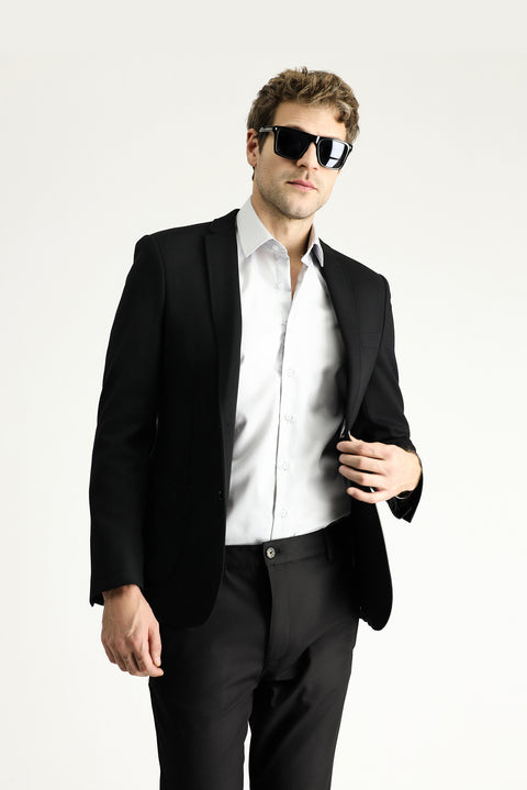 Siyah 7 Drop Super Slim Fit Eksra Dar Kesim Spor Örme Ceket