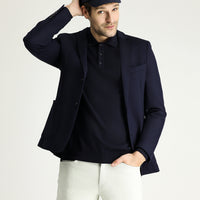 Koyu Lacivert 7 Drop Super Slim Fit Eksra Dar Kesim Fit Spor Örme Ceket