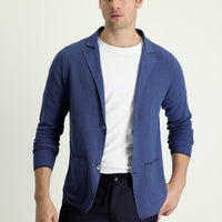 Siyah Lacivert Slim Fit Dar Kesim Desenli Pamuklu Triko Hırka