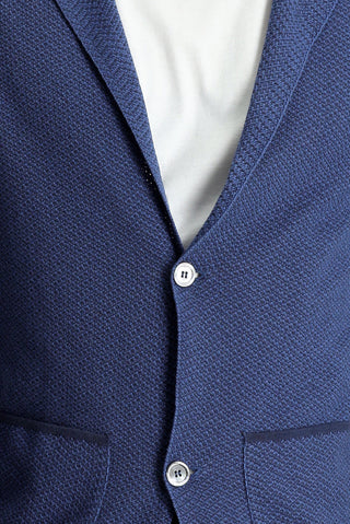 Siyah Lacivert 7 Drop Slim Fit Dar Kesim Desenli Pamuklu Hırka / Ceket