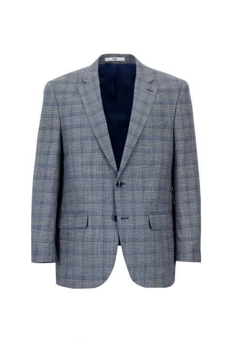 Koyu Lacivert 4 Drop Relaxed Fit Rahat Kesim Ekose Ceket