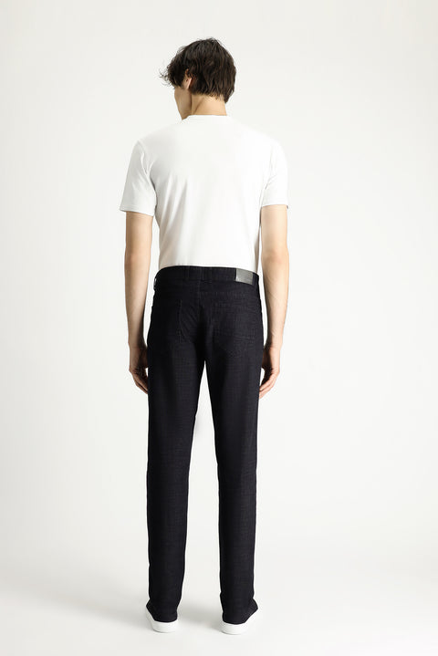 Siyah Slim Fit Dar Kesim Denim Look Likralı Pantolon