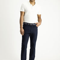 Orta Lacivert Slim Fit Dar Kesim Denim Look Likralı Pantolon