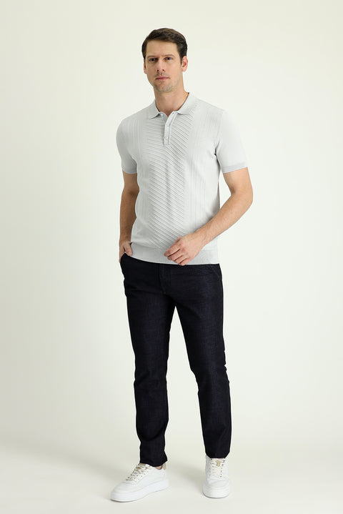 Siyah Regular Fit Standart Kesim Likralı Denim Look Pantolon