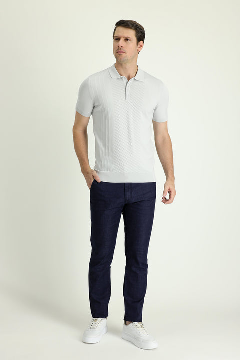Orta Lacivert Regular Fit Standart Kesim Likralı Denim Look Pantolon
