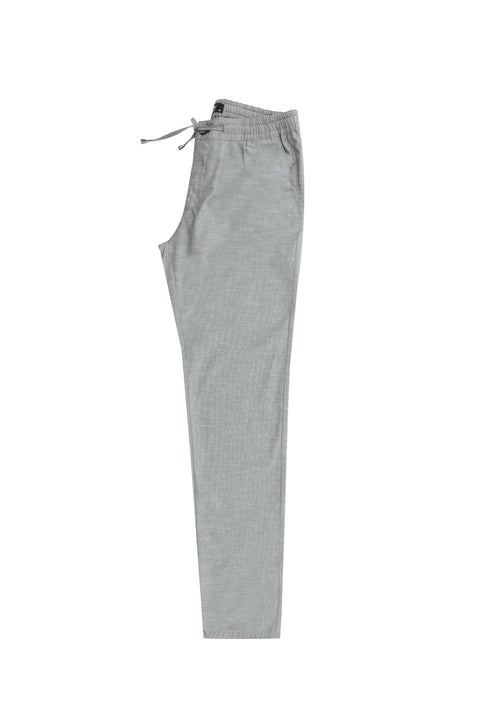 Orta Füme Slim Fit Dar Kesim Beli Lastikli İpli Desenli Likralı Pantolon