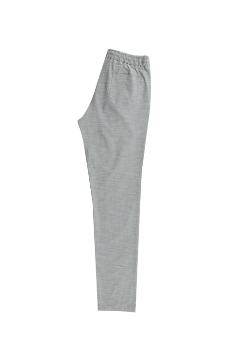 Orta Füme Slim Fit Dar Kesim Beli Lastikli İpli Desenli Likralı Pantolon