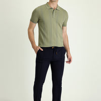 Koyu Lacivert Slim Fit Dar Kesim Beli Lastikli İpli Likralı Pantolon