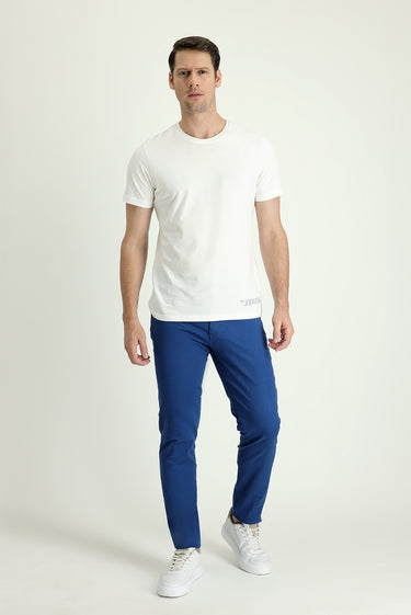 Havacı Mavi Regular Fit Likralı Kanvas / Chino Pantolon