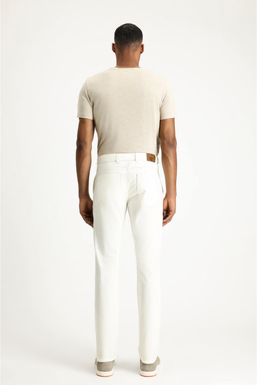 Beyaz Slim Fit Dar Kesim Likralı Kanvas / Chino Pantolon